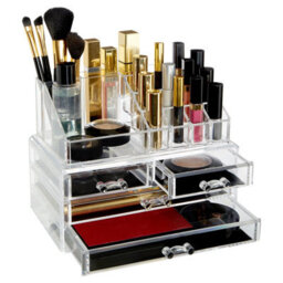 Orsina Functional 16 Compartment Cosmetics Organiser With Drawers, Acrylic Makeup Caddy, Luxe Makeup Storage Unit - thumbnail 3