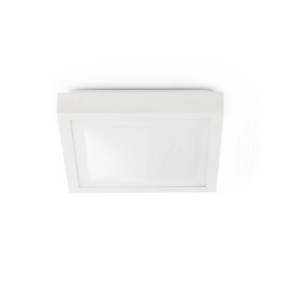 Luminosa Lighting Luminosa Tola 2 Light Medium Square Bathroom Flush Ceiling Light Aluminium, White Ip44, E27 - image 1