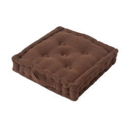 Homescapes Rajput Ribbed Cotton Floor Cushion Chocolate Brown - thumbnail 1