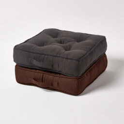 Homescapes Rajput Ribbed Cotton Floor Cushion Chocolate Brown - thumbnail 6
