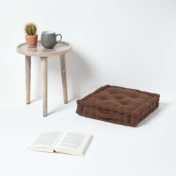 Homescapes Rajput Ribbed Cotton Floor Cushion Chocolate Brown - thumbnail 2