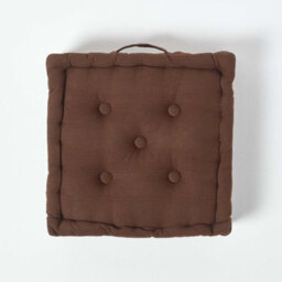 Homescapes Rajput Ribbed Cotton Floor Cushion Chocolate Brown - thumbnail 3