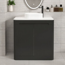 Royal Bathrooms Venice 800mm Matt Nocturne Black Freestanding Bathroom Countertop Vanity Unit 2 Door With Lyon Basin - thumbnail 1