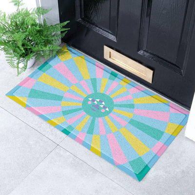 Artsy Doormats Elizabeth Olwen Blue Sun Face Indoor/outdoor Doormat (70X40Cm) - image 1