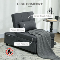 Wyld Haus Bazi Grey 4-In-1 Convertible Chair Bed With Adjustable Back, Side Pockets, Wheels And Pillow - thumbnail 5