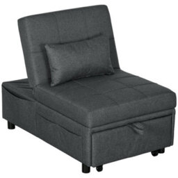 Wyld Haus Bazi Grey 4-In-1 Convertible Chair Bed With Adjustable Back, Side Pockets, Wheels And Pillow - thumbnail 2