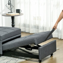 Wyld Haus Bazi Grey 4-In-1 Convertible Chair Bed With Adjustable Back, Side Pockets, Wheels And Pillow - thumbnail 9