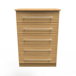 Norfolk 5 Drawer Chest In Modern Oak (Ready Assembled) - thumbnail 1
