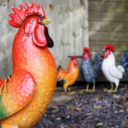 Betley Butterfly Metal Cockerel Hen Garden Sculpture Rustic Farmyard Chicken Garden Statue - 44Cm X 16Cm X 36Cm - Red - Hen - thumbnail 3