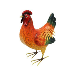 Betley Butterfly Metal Cockerel Hen Garden Sculpture Rustic Farmyard Chicken Garden Statue - 44Cm X 16Cm X 36Cm - Red - Hen - thumbnail 1