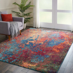 Multi Modern Easy To Clean Abstract Graphics Rug For Dining Room -274Cm X 366Cm - thumbnail 2