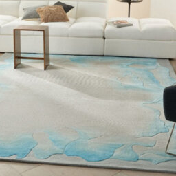 Mist Blue Wool Luxurious Modern Easy To Cleanhandmade Abstract Dining Room Bedroom And Living Room Rug -114Cm X 175Cm - thumbnail 2
