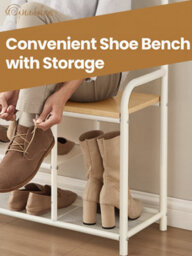 Vasagle Coat Rack Stand, Hall Tree With Bench And Shoe Storage, 9 Removable Hooks, Shoe Rack, Shelf, Oak And White - thumbnail 6