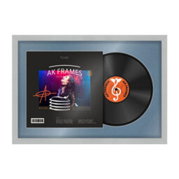 "AK Frames 25X17"" Light Grey Classic Vinyl Record Frame With Pompadour Mount For 12 Inch Lp Cover & Disc - Overlapped Design" - thumbnail 1