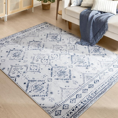 Songmics Home Area Rug, 153 X 214 Cm Rug For Bedroom, Home Decor, For Living Room, Machine Washable, Boho Style, Midnight Blue