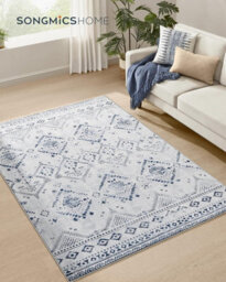 Songmics Home Area Rug, 153 X 214 Cm Rug For Bedroom, Home Decor, For Living Room, Machine Washable, Boho Style, Midnight Blue - thumbnail 2