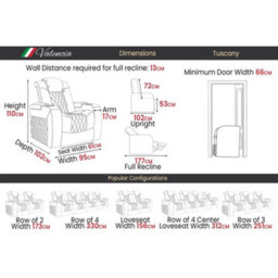 Valencia Tuscany Luxury Edition Home Theater Seating Row Of 5 Loveseat Left Onyx Nappa Leather Diamond Stitching - thumbnail 9