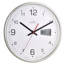 Acctim Kalendar Wall Clock Non-Ticking Sweep Lcd Digital Display Energy Efficient Silver 27Cm - thumbnail 4