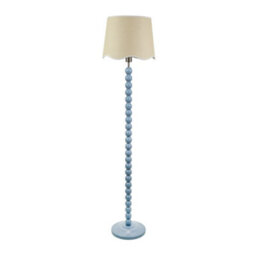 Valuelights Bobbins Powder Blue Floor Lamp With Linen Scallop White Trim Shade - thumbnail 2