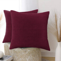 Ameha Red Velvet Cushion Set, 18X18 Inch, Includes 2 Filled Cushions & 2 Covers, Soft, Breathable & Hypoallergenic - thumbnail 2