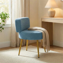 Blue-Teddy Fleece Vanity Stool Dressing Table Chair - thumbnail 5