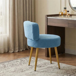 Blue-Teddy Fleece Vanity Stool Dressing Table Chair - thumbnail 6