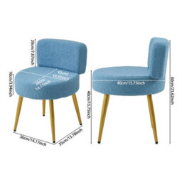 Blue-Teddy Fleece Vanity Stool Dressing Table Chair - thumbnail 2