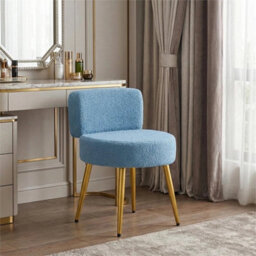 Blue-Teddy Fleece Vanity Stool Dressing Table Chair - thumbnail 3