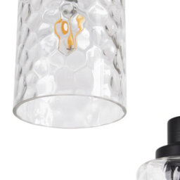 Living And Home Black 3 Light Pendant Light With Wave Glass Lampshade - thumbnail 5