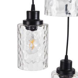 Living And Home Black 3 Light Pendant Light With Wave Glass Lampshade - thumbnail 4