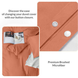 Oxford Homeware Rust Double Plain Dyed Duvet Cover, Fitted Sheet & Pillowcases Set 4 Piece Bed Sets - thumbnail 4