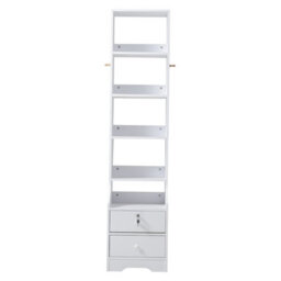 Living And Home White 2 Lockable Drawer Bedside Table With 4 Tier Display Shelf W 400mm X D 340mm X H 1740mm - thumbnail 3