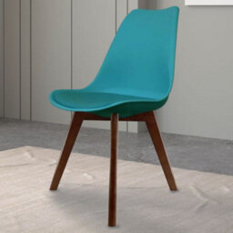 Fusion Living Soho Teal Plastic Dining Chair With Squared Dark Wood Legs - thumbnail 2