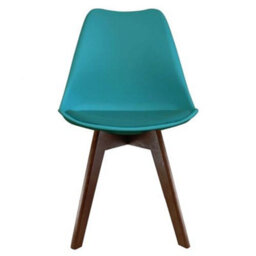 Fusion Living Soho Teal Plastic Dining Chair With Squared Dark Wood Legs - thumbnail 6