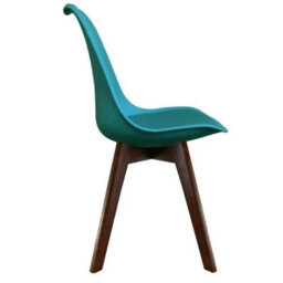 Fusion Living Soho Teal Plastic Dining Chair With Squared Dark Wood Legs - thumbnail 5