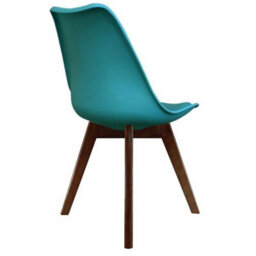 Fusion Living Soho Teal Plastic Dining Chair With Squared Dark Wood Legs - thumbnail 4