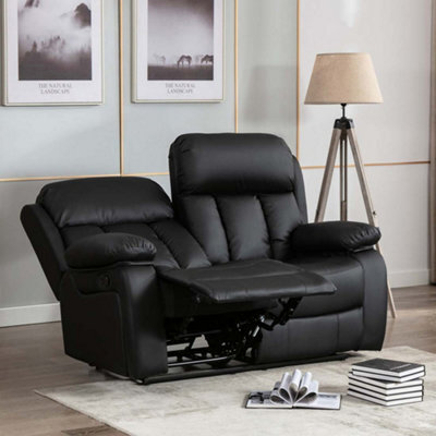 More4Homes Chester Manual High Back Luxury Bond Grade Leather Recliner 2 Seater Sofa (Black) - image 1