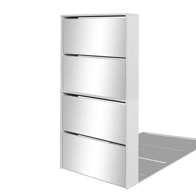 Vidaxl Shoe Cabinet 4-Layer Mirror White 63X17X134 Cm - image 1