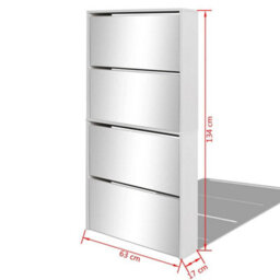 Vidaxl Shoe Cabinet 4-Layer Mirror White 63X17X134 Cm - thumbnail 7
