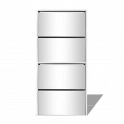 Vidaxl Shoe Cabinet 4-Layer Mirror White 63X17X134 Cm - thumbnail 4