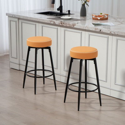 Homcom Swivel Bar Stools, Swivel Pu Leather Barstools With Footrest Set Of 2 - image 1