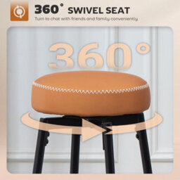 Homcom Swivel Bar Stools, Swivel Pu Leather Barstools With Footrest Set Of 2 - thumbnail 4