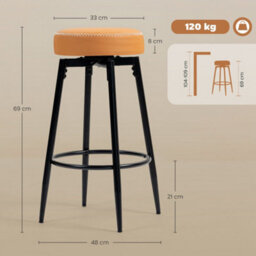 Homcom Swivel Bar Stools, Swivel Pu Leather Barstools With Footrest Set Of 2 - thumbnail 3