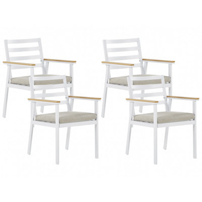 Beliani Set Of 4 Garden Chairs With Cushions Cavoli Metal Beige - image 1