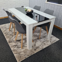Kosy Koala Modern White And Black Dining Table Set With 4 Grey Chairs Dining Room Furniture - thumbnail 3