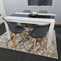 Kosy Koala Modern White And Black Dining Table Set With 4 Grey Chairs Dining Room Furniture - thumbnail 2