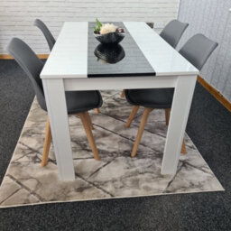 Kosy Koala Modern White And Black Dining Table Set With 4 Grey Chairs Dining Room Furniture - thumbnail 4