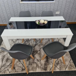 Kosy Koala Modern White And Black Dining Table Set With 4 Grey Chairs Dining Room Furniture - thumbnail 6