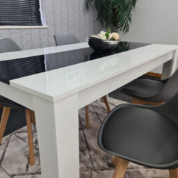Kosy Koala Modern White And Black Dining Table Set With 4 Grey Chairs Dining Room Furniture - thumbnail 9