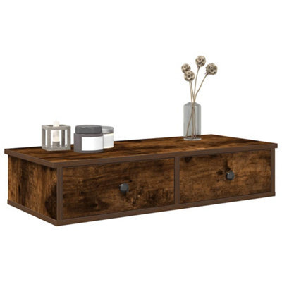 Berkfield Wall Shelf With Drawers Smoked Oak 80X31X17 Cm Engineered Wood - image 1